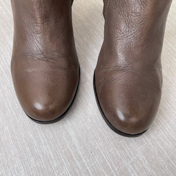 Cole Haan Grand OS Brown Leather Ankle Boot Strap Buckle Block Heel Bootie 7.5 B - Picture 4 of 12